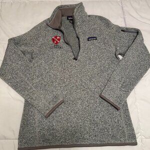 Patagonia Sweater 1/4 Zip Pullover Womens Medium Heather Gray Fleece Knit w Logo